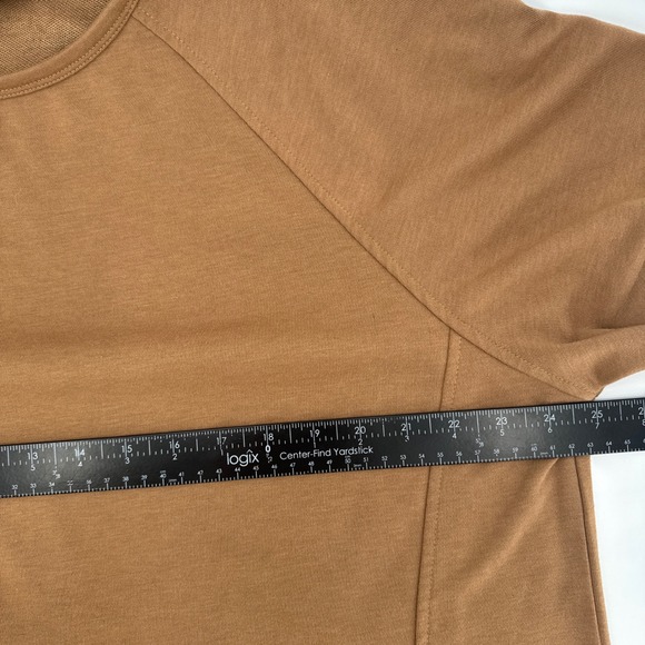 Dokotoo Short Sleeve Sweatshirt Women L Camel Brown Crewneck Casual Pullover Top - Picture 8 of 12
